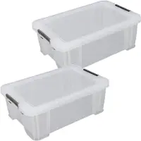 Whitefurze Allstore Opbergbox 15 liter transparant 2x stuks kunststof 47 x 30 x 17 cm - Opbergbox