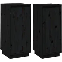 vidaXL Dressoirs 2 st 31,5x34x75 cm massief grenenhout zwart