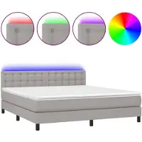 vidaXL Boxspring met matras en LED stof lichtgrijs 180x200 cm