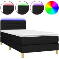 vidaXL Boxspring met matras en LED stof zwart 90x190 cm