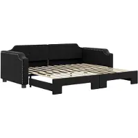 vidaXL Dagbed uitschuifbaar, zwart, 80x200 cm, met stoffen bekleding