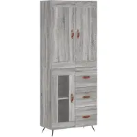 vidaXL Hoge kast 69,5x34x180 cm bewerkt hout grijs sonoma eikenkleurig