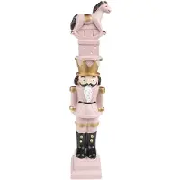 Clayre & Eef Kerstdecoratie Notenkraker 23 cm Roze Polyresin Roze