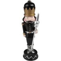 Clayre & Eef Kerstdecoratie Notenkraker 17 cm Zwart Polyresin Zwart