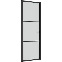 vidaXL Binnendeur 76x201,5 cm matglas en aluminium zwart