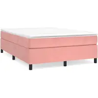 vidaXL Boxspring met matras fluweel roze 140x200 cm