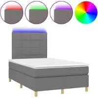 vidaXL Boxspring met matras en LED stof donkergrijs 120x200 cm