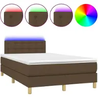 vidaXL Boxspring met matras en LED stof donkerbruin 120x200 cm