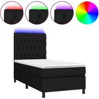 vidaXL Boxspring met matras en LED stof zwart 100x200 cm