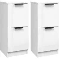 vidaXL Dressoirs 2 st 30x30x70 cm bewerkt hout hoogglans wit