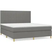 vidaXL Boxspring met matras stof donkergrijs 180x200 cm