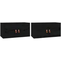 vidaXL Wandkasten 2 st 60x30x30 cm massief grenenhout zwart