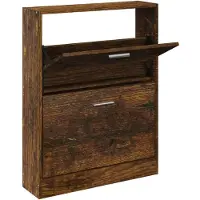 vidaXL Schoenenkast 59x17x81 cm bewerkt hout gerookt eikenkleurig