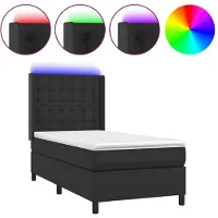 vidaXL Boxspring met matras en LED kunstleer zwart 90x200 cm