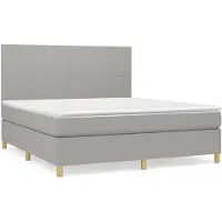 vidaXL Boxspring met matras stof lichtgrijs 160x200 cm