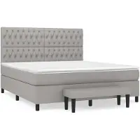 vidaXL Boxspring met matras stof lichtgrijs 180x200 cm