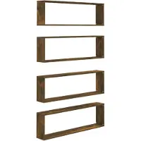 vidaXL Wandschappen kubus 4 st 100x15x30 cm bewerkt hout gerookt eiken
