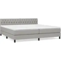 vidaXL Boxspring met matras stof lichtgrijs 200x200 cm