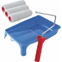 Merkloos Verfroller lakroller schilderset met beugel en verfbak 18 cm - Verfrollers