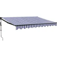 vidaXL Luifel elektrisch uitschuifbaar 3,5x2,5 m blauw en wit