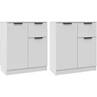 vidaXL Dressoirs 2 st 60x30x70 cm bewerkt hout wit