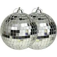 Othmar decorations disco kerstballen - 2x - zilver - 10 cm - kunststof - Kerstbal