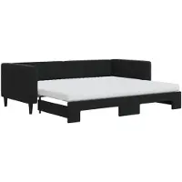 vidaXL Slaapbank onderschuifbed en matrassen 90x200 cm fluweel zwart