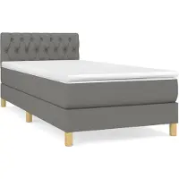 vidaXL Boxspring met matras stof donkergrijs 90x190 cm