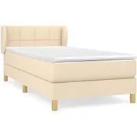 vidaXL Boxspring met matras stof crèmekleurig 90x190 cm