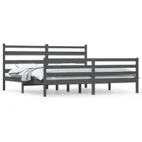 vidaXL Bedframe massief grenenhout grijs 200x200 cm
