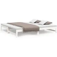 vidaXL Slaapbank uitschuifbaar 2x(100x200) cm massief grenenhout wit