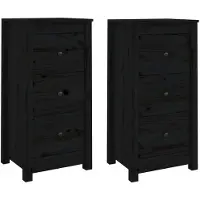 vidaXL Dressoirs 2 st 40x35x80 cm massief grenenhout zwart