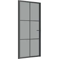 vidaXL Binnendeur 93x201,5 cm ESG-glas en aluminium zwart