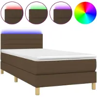 vidaXL Boxspring met matras en LED stof donkerbruin 100x200 cm