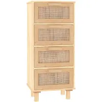 vidaXL Dressoir 40x30x90 cm massief grenenhout en rattan bruin