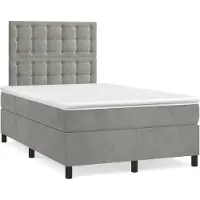 vidaXL Boxspring met matras fluweel lichtgrijs 120x200 cm