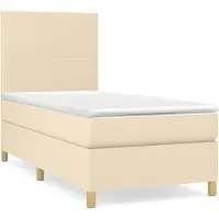 vidaXL Boxspring met matras stof crèmekleurig 100x200 cm