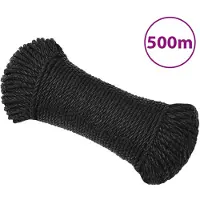 vidaXL Werktouw 6 mm 500 m polypropeen zwart
