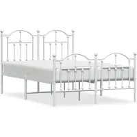 vidaXL Bedframe met hoofd- en voeteneinde metaal wit 120 x 190 cm