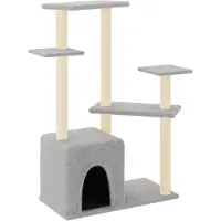 vidaXL Kattenmeubel met sisal krabpalen 107,5 cm lichtgrijs