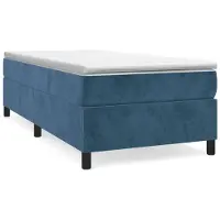 vidaXL Boxspring met matras fluweel donkerblauw 90x200 cm