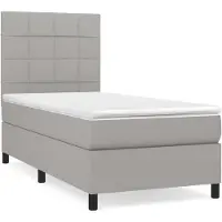 vidaXL Boxspring met matras stof lichtgrijs 90x200 cm