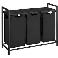 O'daddy Wasmand – Met Plank & 3 Vakken – 114 liter – 92,5 x 33 x 71 cm – Dark Grey