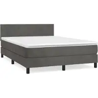 vidaXL Boxspring met matras fluweel donkergrijs 140x190 cm