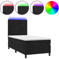 vidaXL Boxspring met matras en LED fluweel zwart 90x200 cm