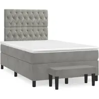 vidaXL Boxspring met matras fluweel lichtgrijs 120x200 cm