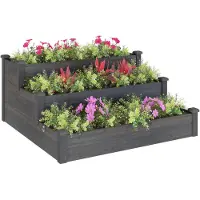 vidaXL Plantenbak verhoogd 120x120x56 cm massief vurenhout grijs