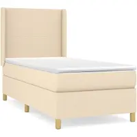 vidaXL Boxspring met matras stof crèmekleurig 100x200 cm