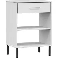 vidaXL Wandkast met metalen poten OSLO massief grenenhout wit