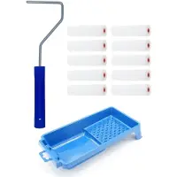 Benson 10x fijne verfrollers / schuimrollers incl verfrollerbeugel en verfbakje 10 cm - Verfrollers